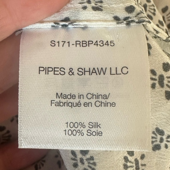 Veronica Beard Floral Black and White Silk Blouse Size 4 - Picture 7 of 7